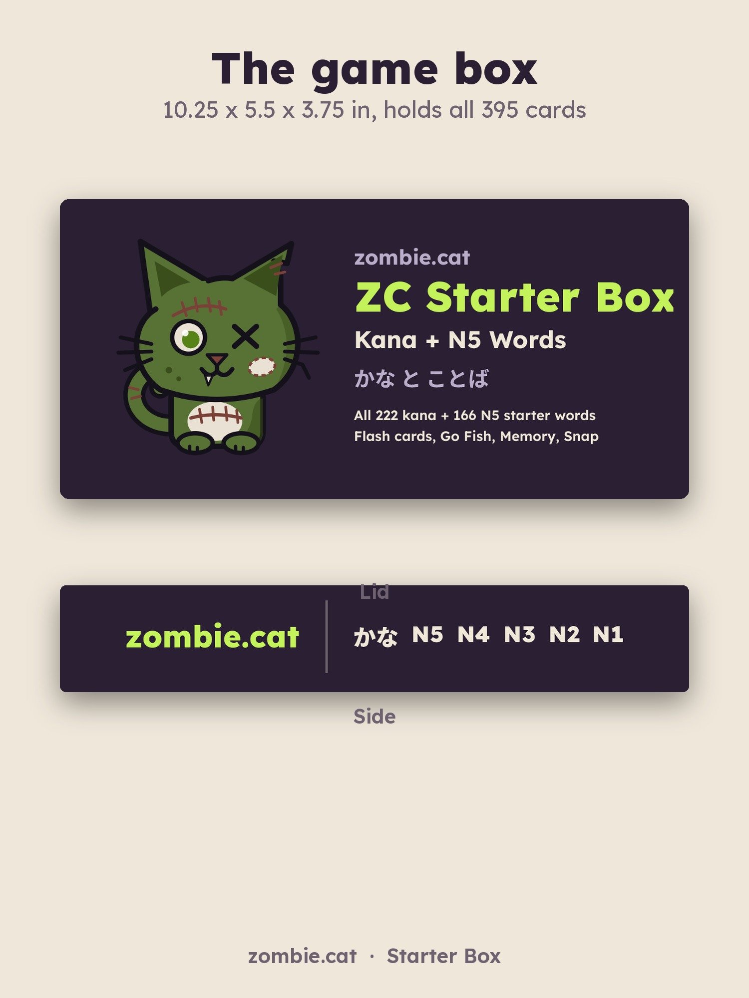 Japanese Flash Cards Starter Box: Kana + N5 Words in 8 Pocket Decks (zombie.cat) product image (4)