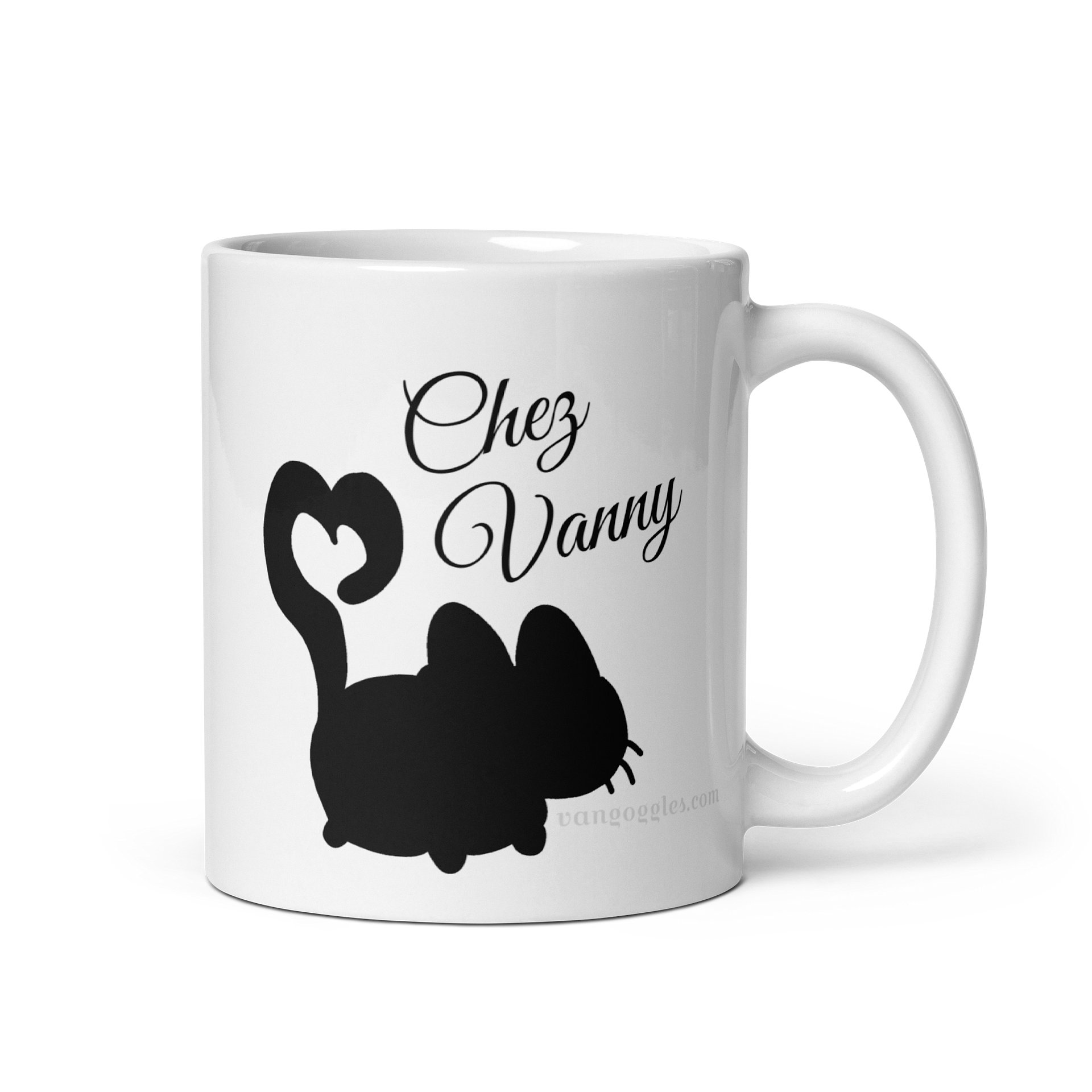 chez vanny logo coffee mug - black on white product image (1)