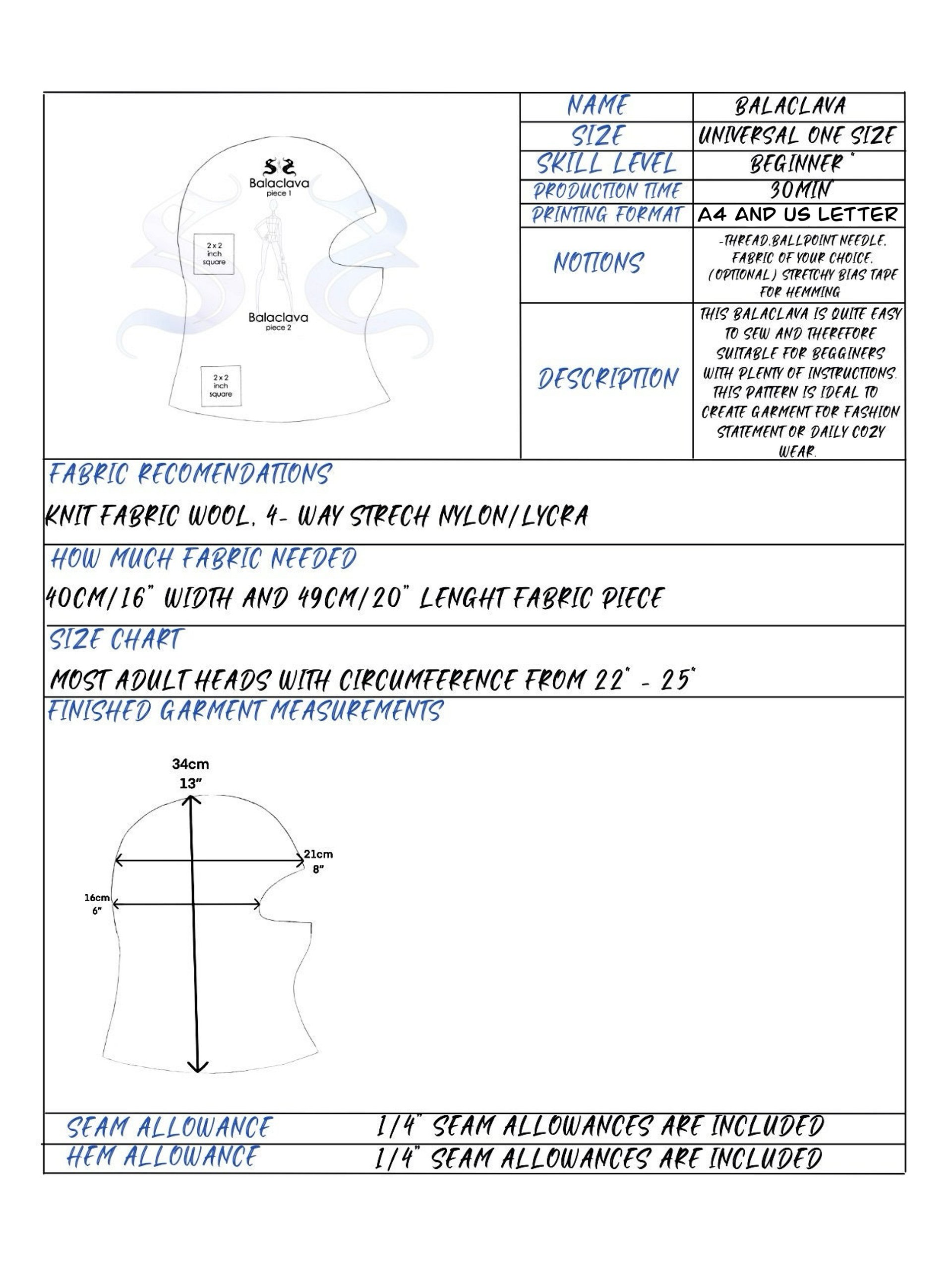 Unisex Balaclava - Sewing Pattern product image (7)