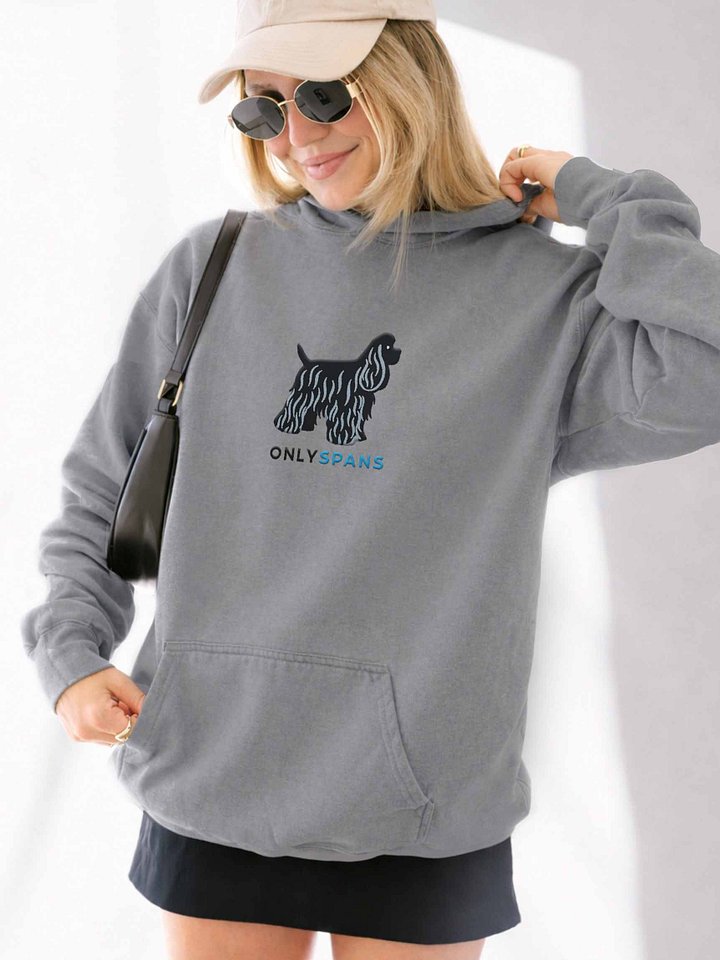 Only Spans Premium Hoodie (Embroidered) of an American Cocker Spaniel(Black) product image (2)