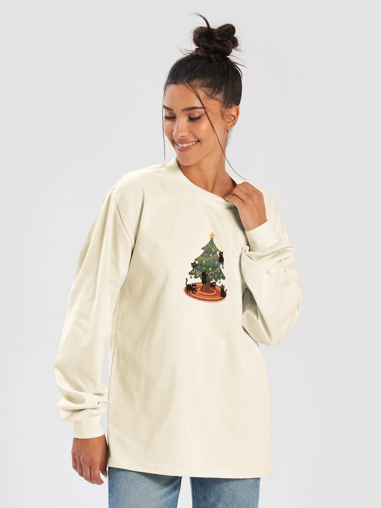 Black Cat Christmas Tree Sweatshirt product image (47)