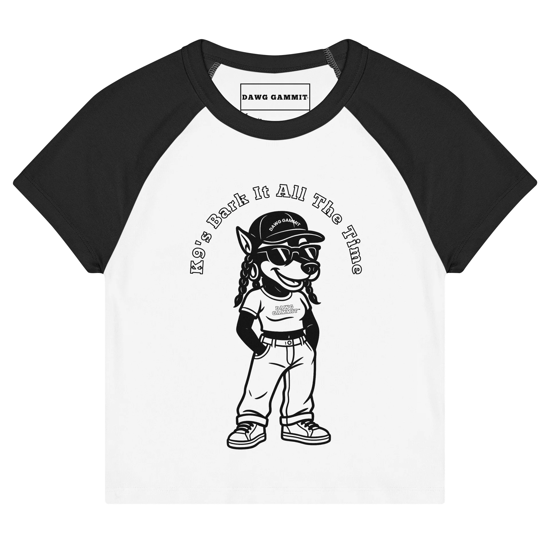 DAWG GAMMIT™ Female Doberman Black White Baby Tee product image (3)