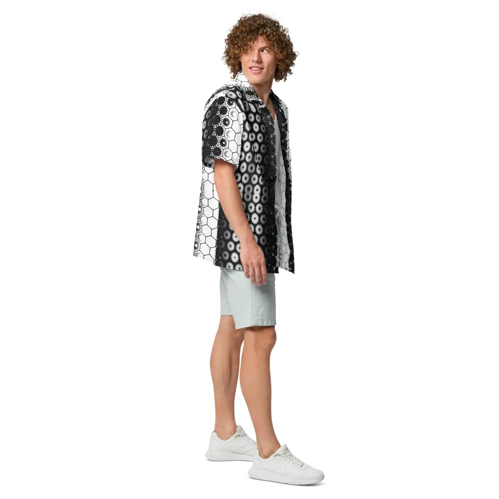 Button Up, Hawaiian Style, Black and White, Shirt product image (12)
