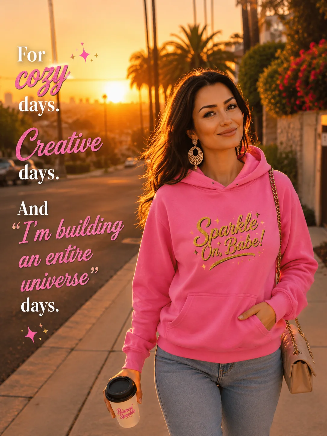 Sparkle On, Babe! Pink Women's Hoodie | Bianca Sparkle Official Merch product image (2)