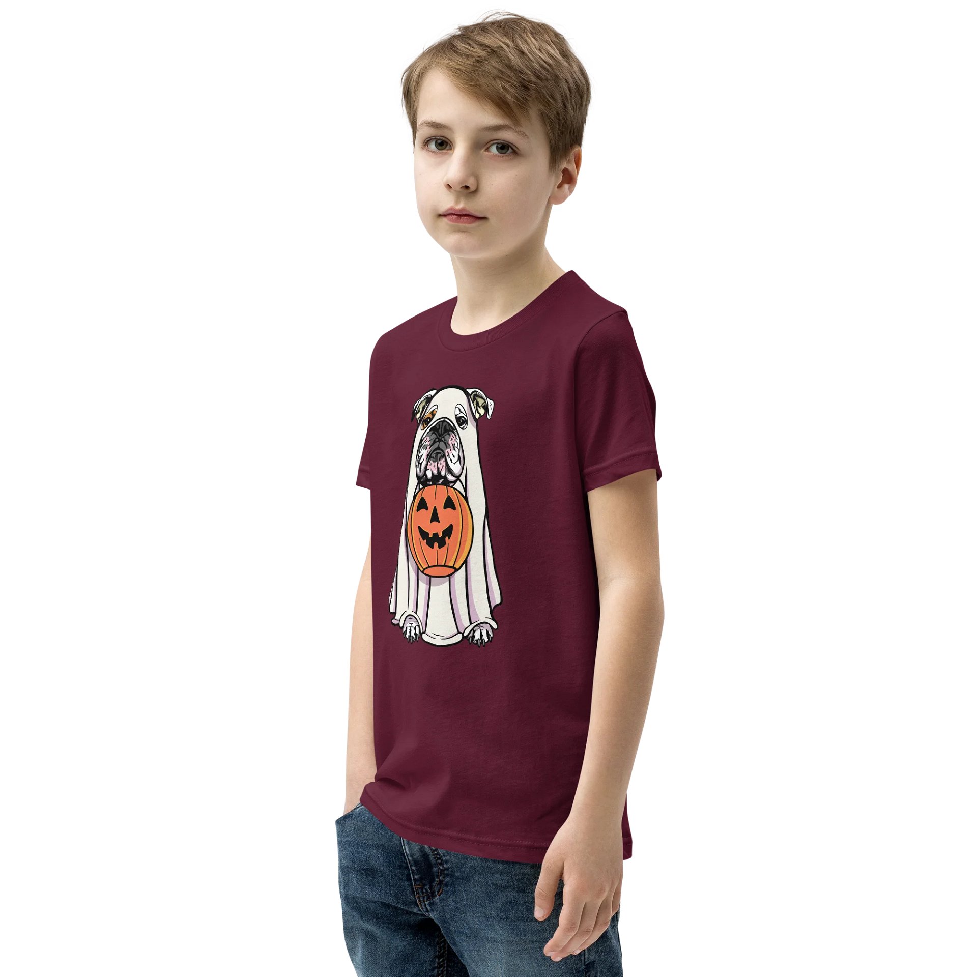 Halloween English Bulldog(White) Youth T-Shirt product image (4)