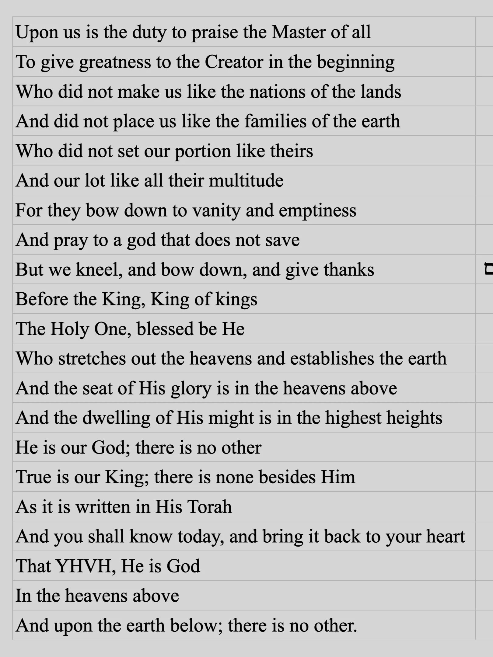 Aleinu Prayer - Hebrew, Transliteration & English product image (4)