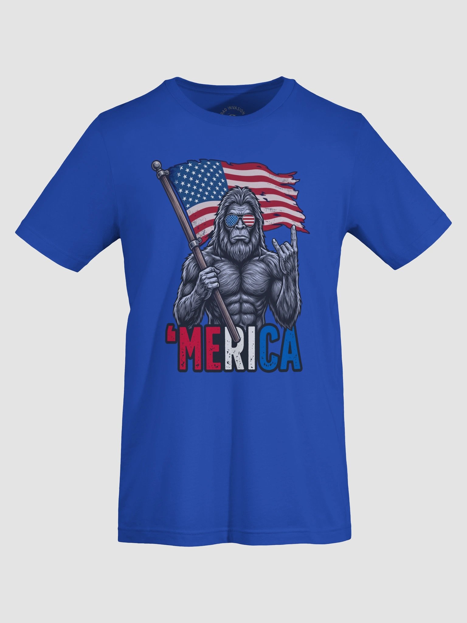 Bigfoot Merica Rock American Flag Patriotic 4th of July Pemium T-Shirt product image (5)