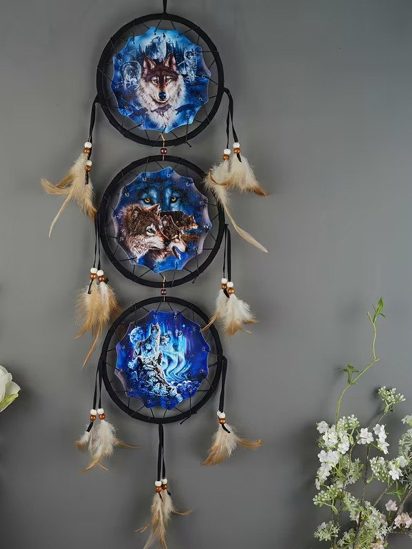 Wolf Pack Dreamcatcher Trio Celestial Blue Moon For Boho Decor product image (4)