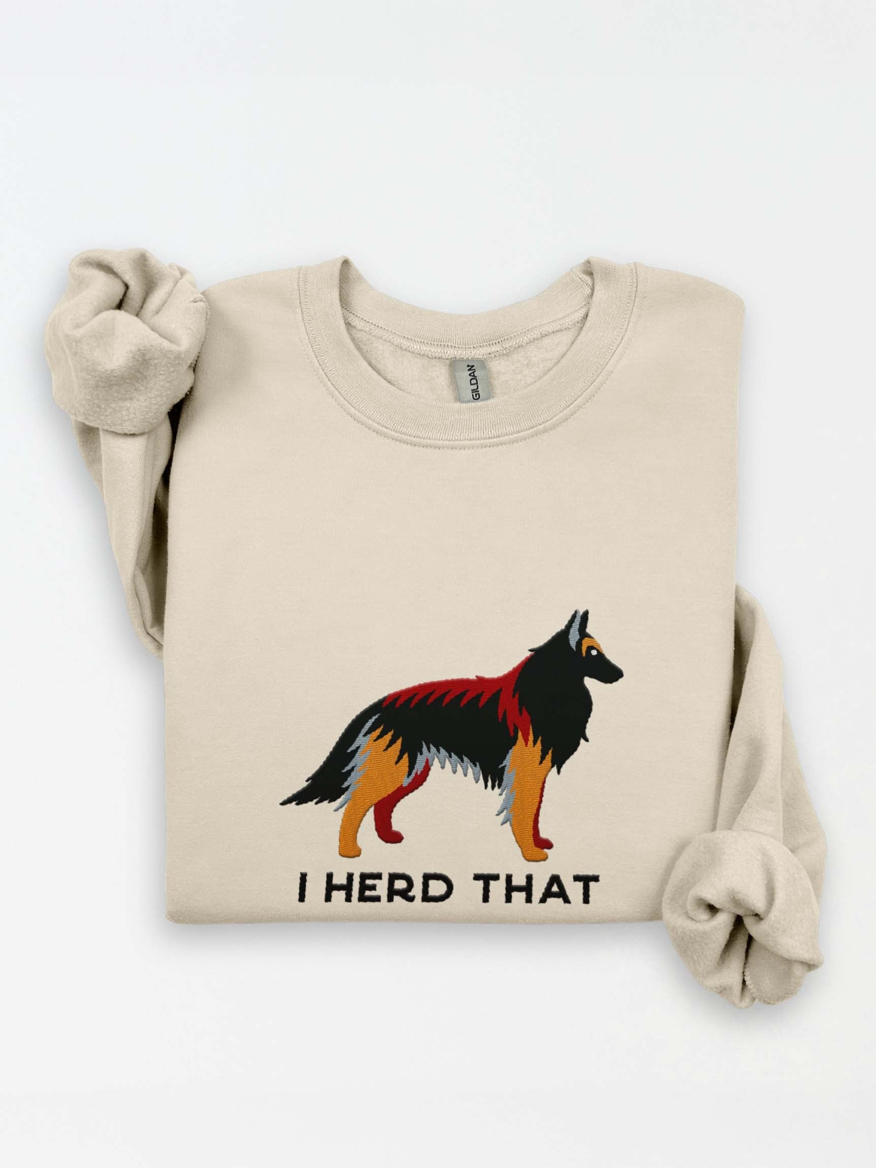 I Herd That Sweatshirt (Embroidered) of a Belgian Tervuren(Tan & Black) product image (1)