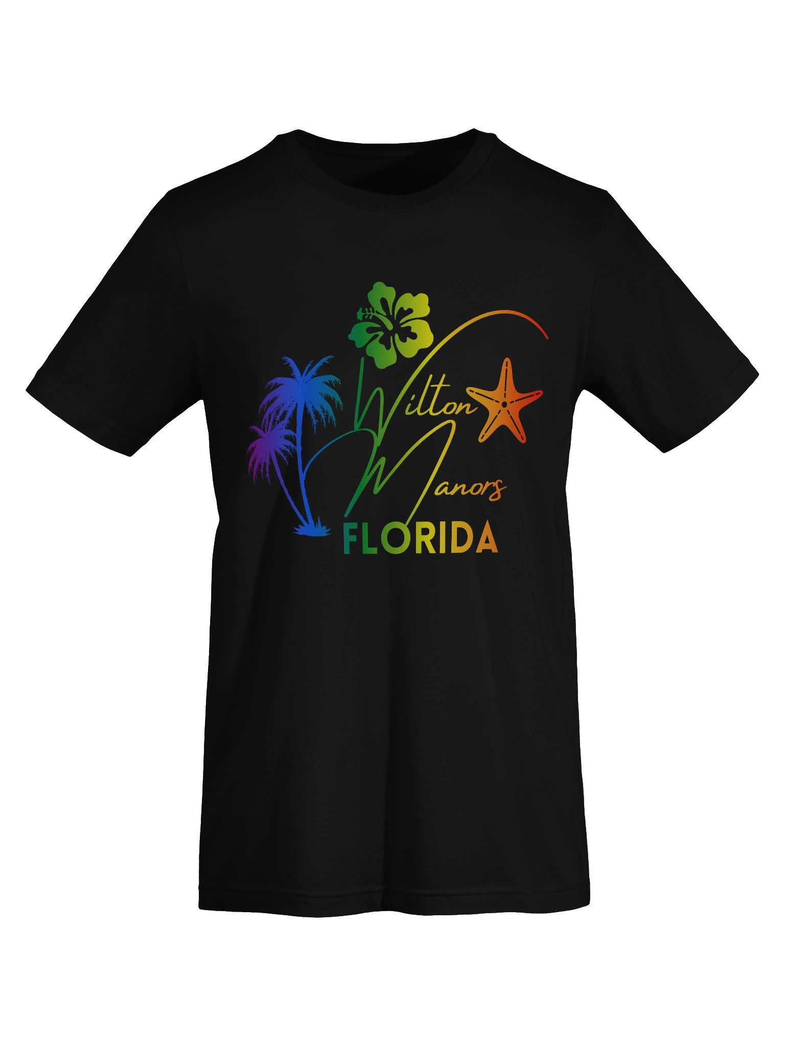 Rainbow Wilton Manors Florida Design with Tropical Palm Hibiscus and Starfish Tee product image (7)