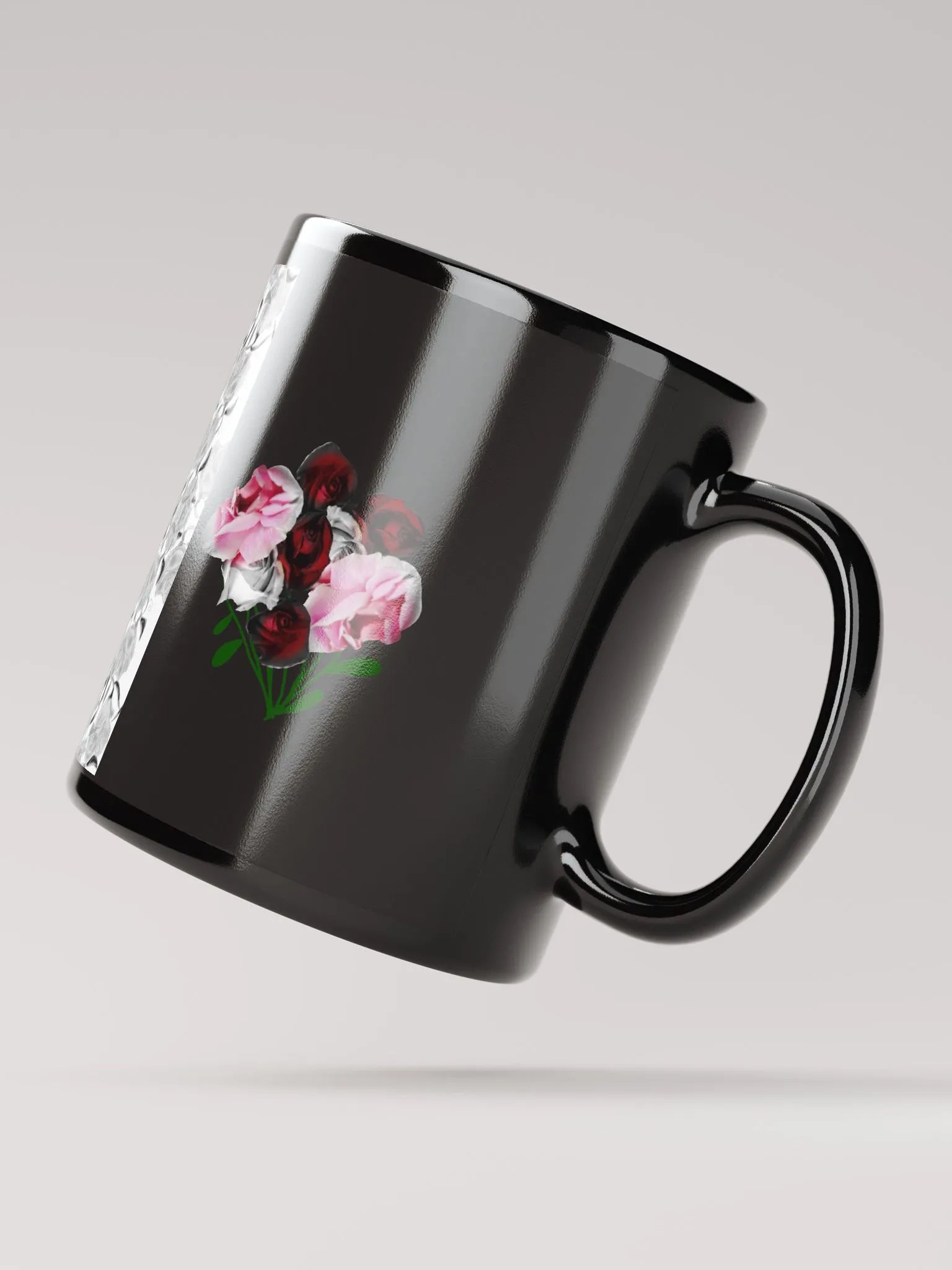 Gray Roses Rose Bouquet Black Coffee Mug product image (3)