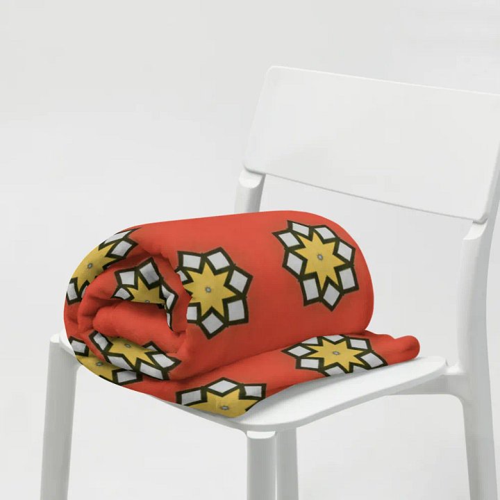 Red Yellow & Grey Star Throw Blanket product image (1)