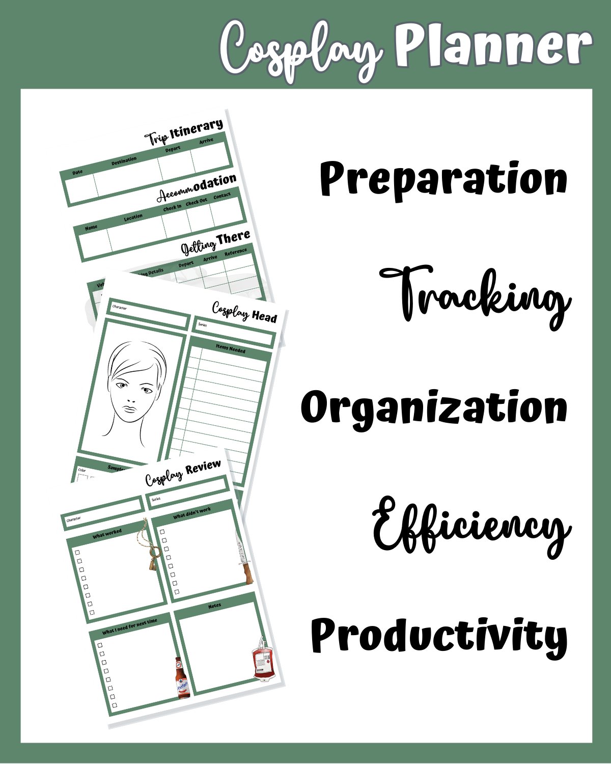 Monster Hunter Cosplay Planner – Green Edition | 54-Page Printable PDF product image (4)