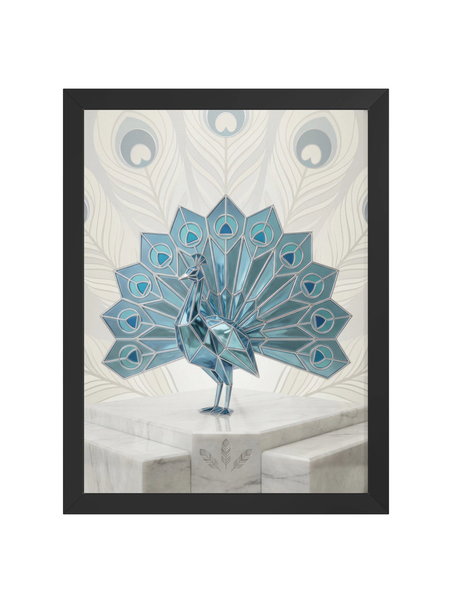 Elegant Geometric Peacock Framed Poster - Neo-Deco Luxury Wall Art product image (1)