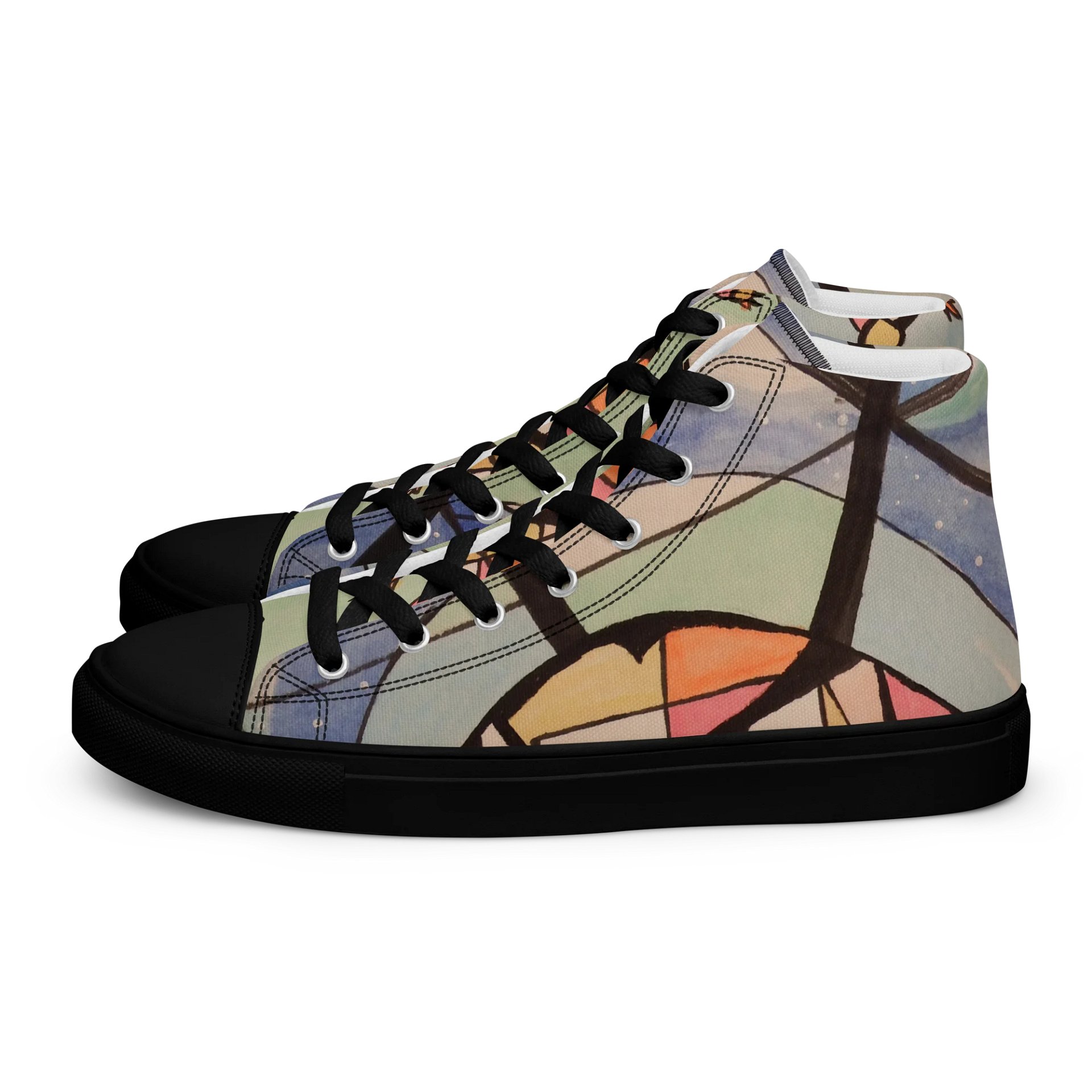 Cubism Painting: The Dream of a Tardigrade Women's High Top Canvas Shoes by Allcolor product image (1)