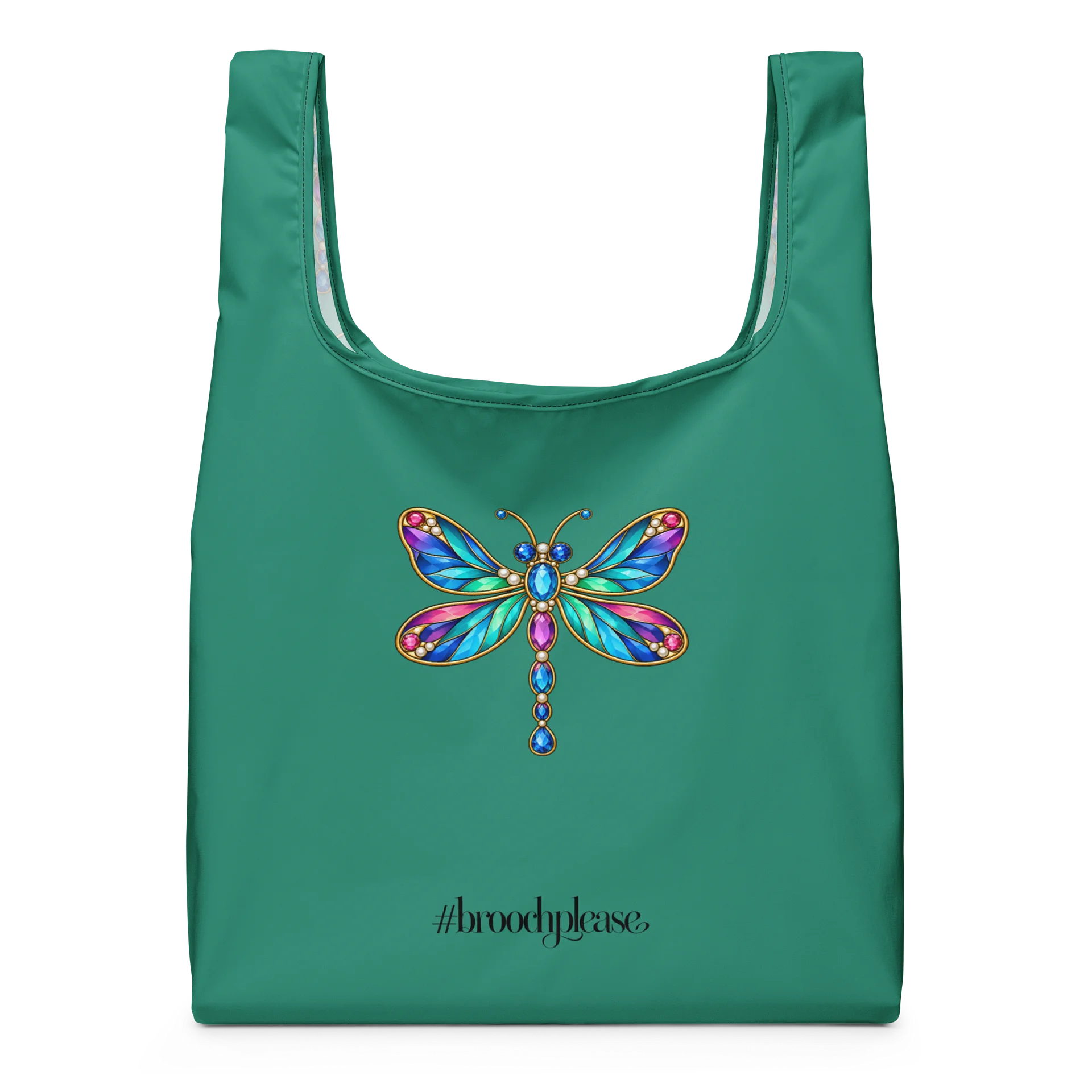Teal Dragonfly Brooch Print Shopping Bag product image (3)