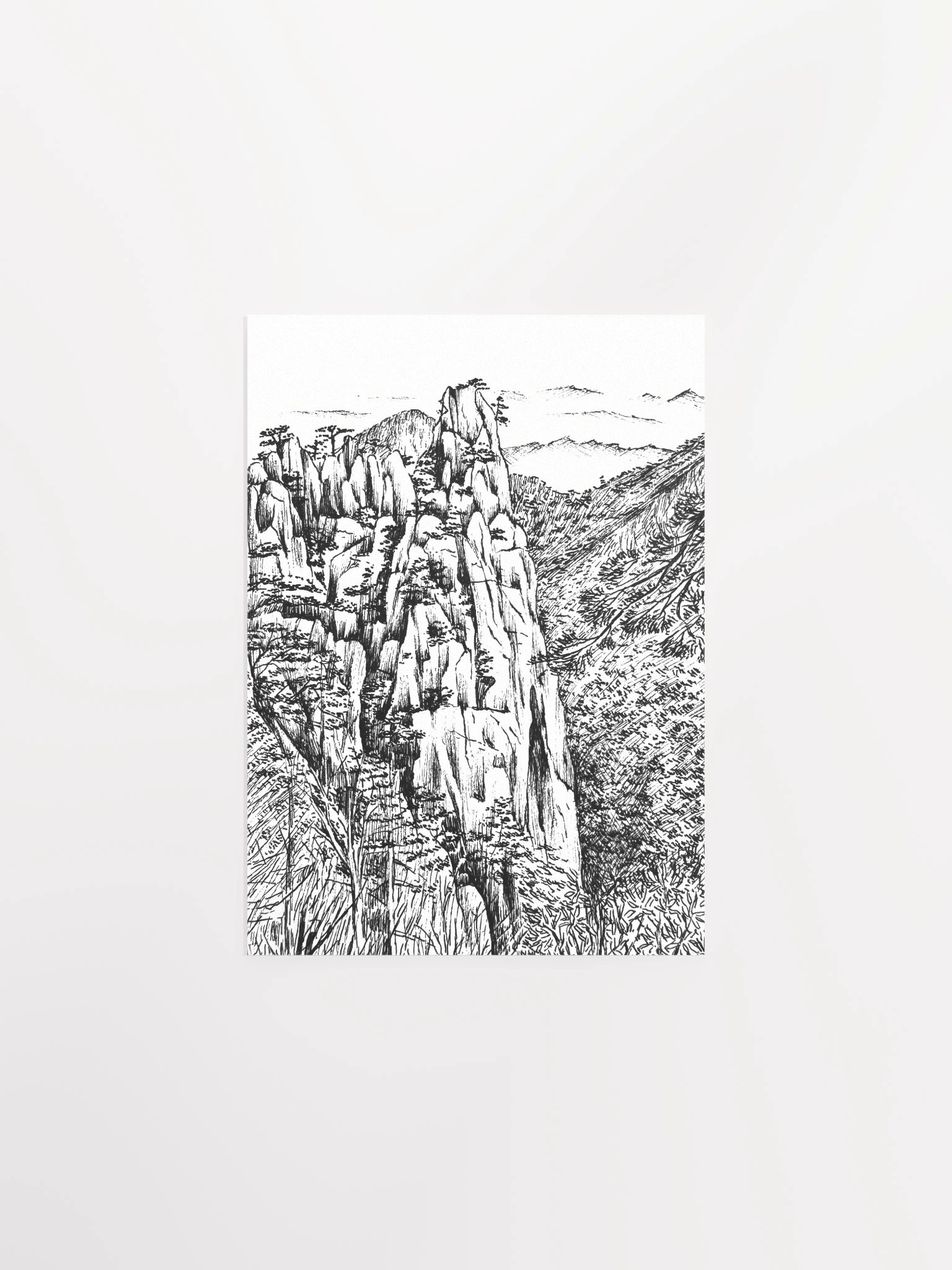 Yellow Mountains Ink Art Print product image (1)