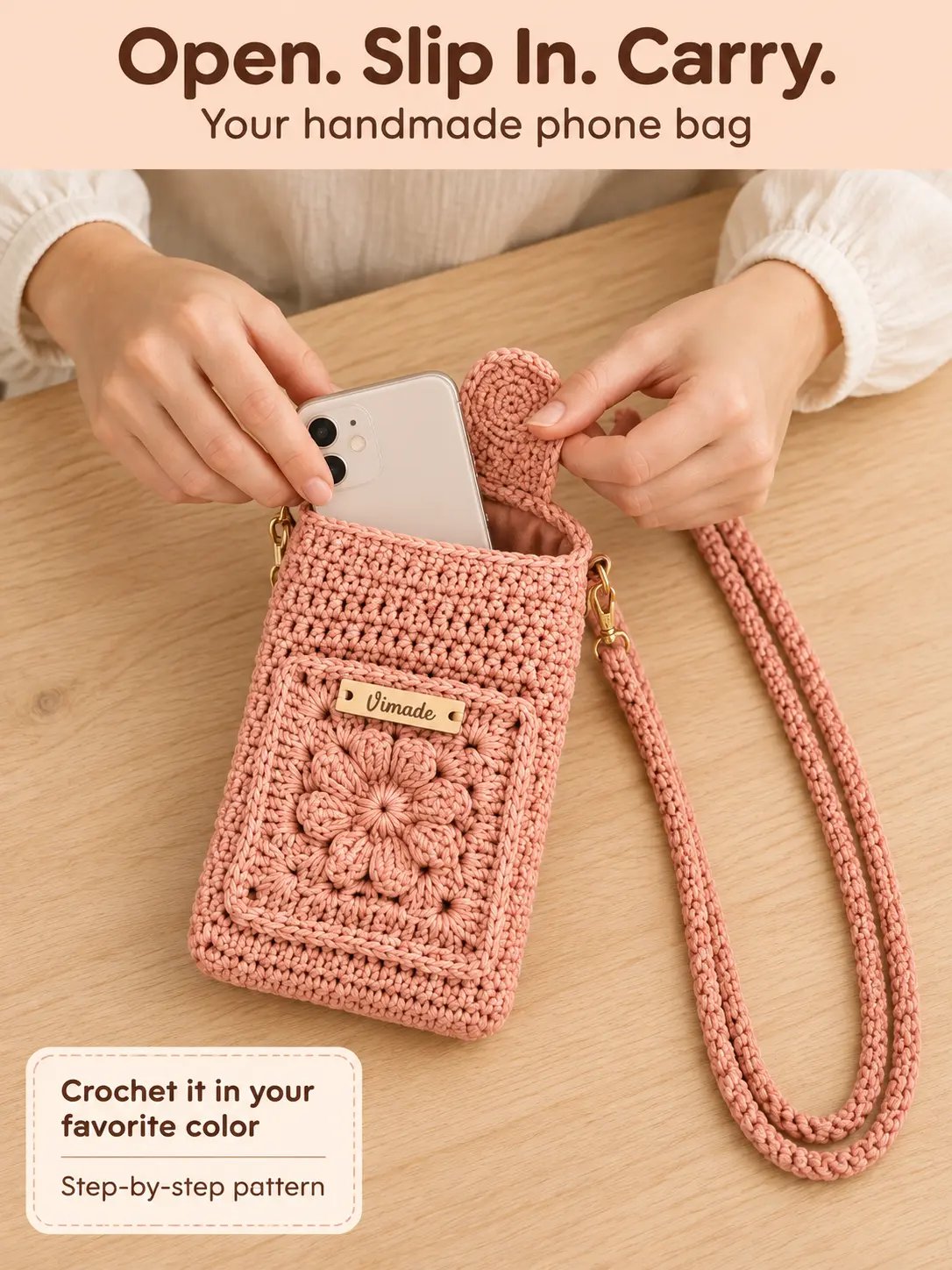 Crochet Phone Bag with Floral Pocket product image (3)