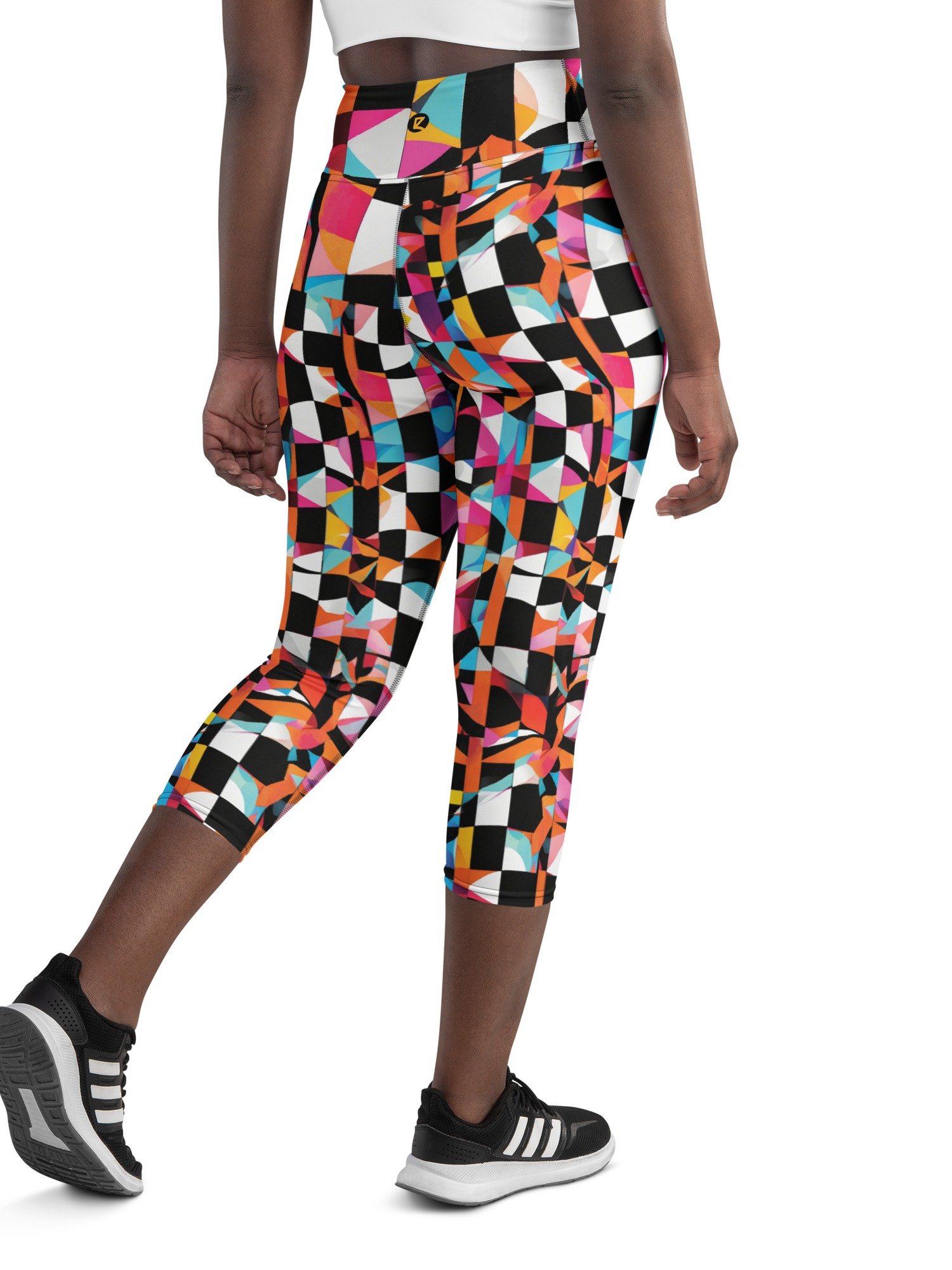 Printed Capri Leggings "Colorful Modern Abstract Checkered Art" product image (6)