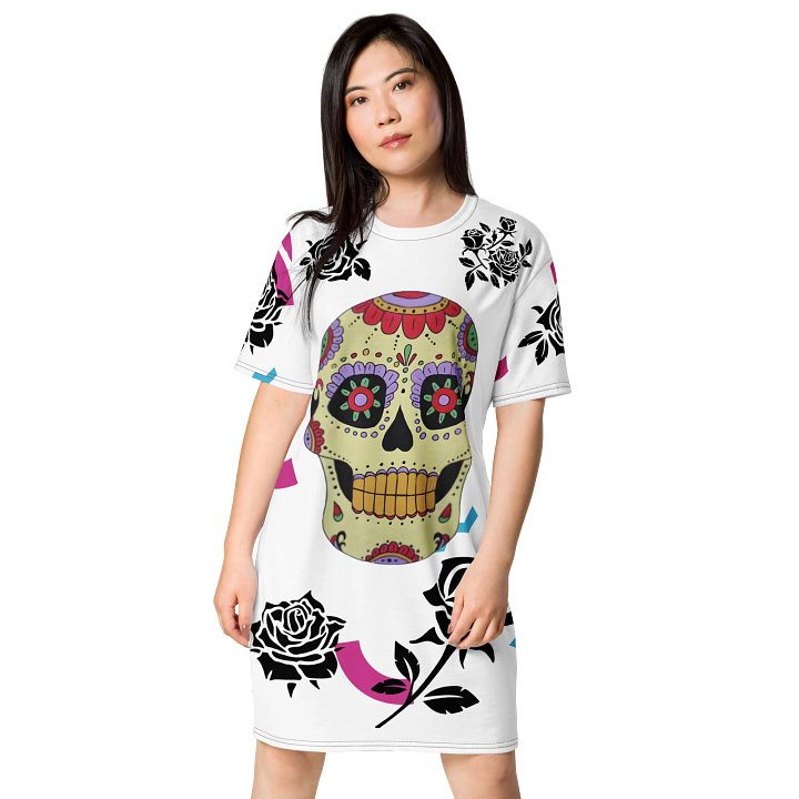 Calavera Sugar Skull (art by Dina R.) - T-Shirt Dress product image (1)