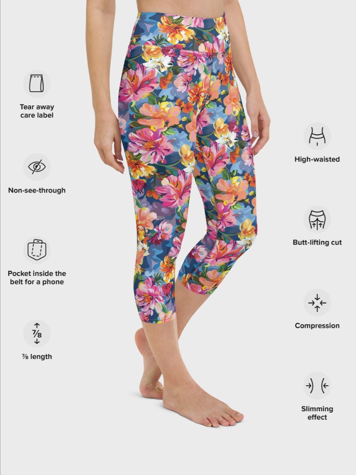 Capri Leggings "Bold Abstract Florals" product image (3)