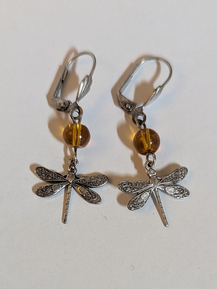 Vintage Art Nouveau Dragonfly Earrings product image (1)