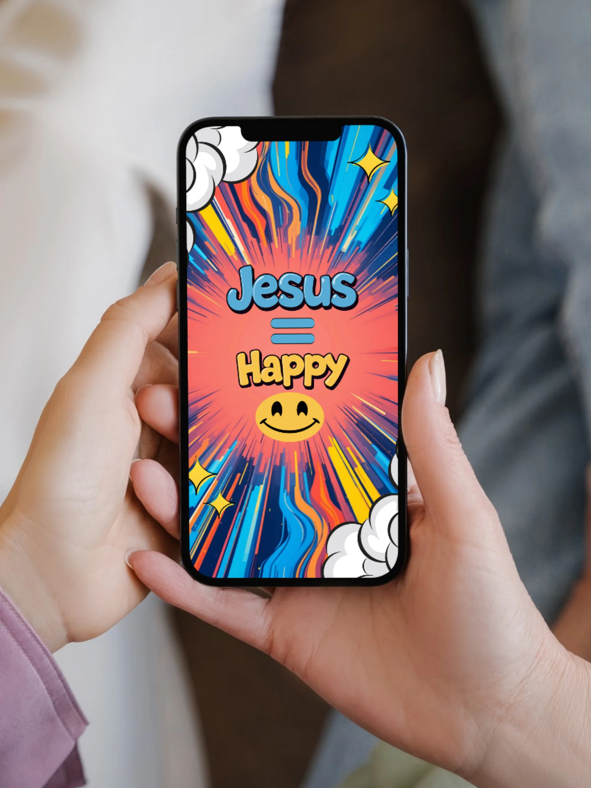 Jesus Means Happy Phone Wallpaper product image (1)