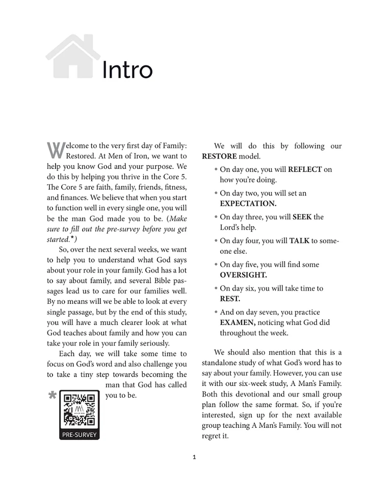 Family Restored: A Transformative 5-week Devotional from Men of Iron (Hardback) product image (2)
