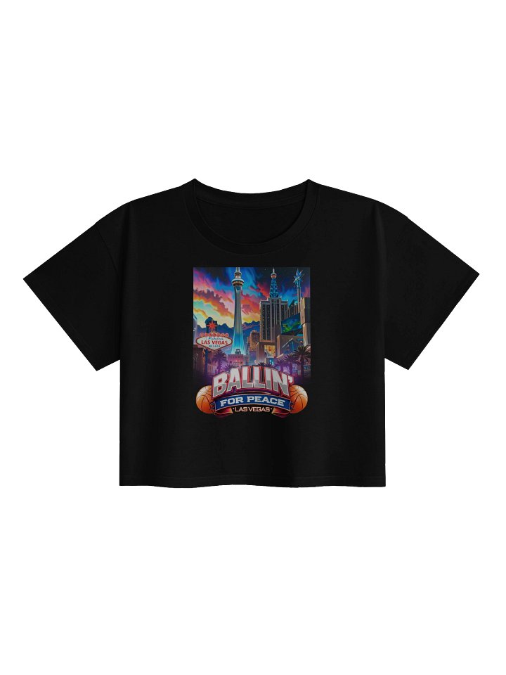Ballin’ For Peace Las Vegas Women's Crop Top – Bold Vegas Skyline & Palm Tree Basketball Streetwear Crop product image (3)