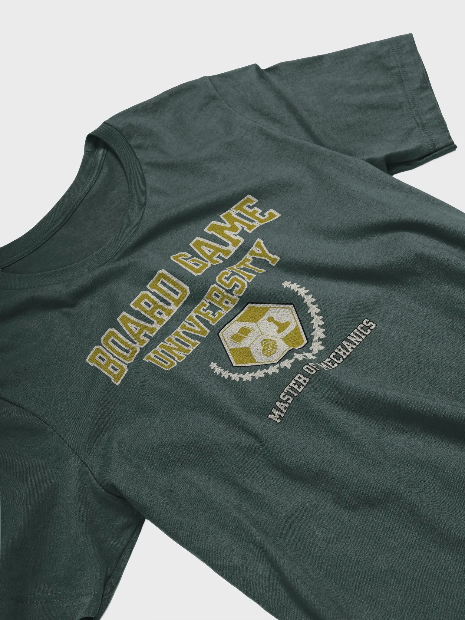 Board Game University Shirt, College T-shirt for Board Gamers, Master of Mechanics on Green product image (6)