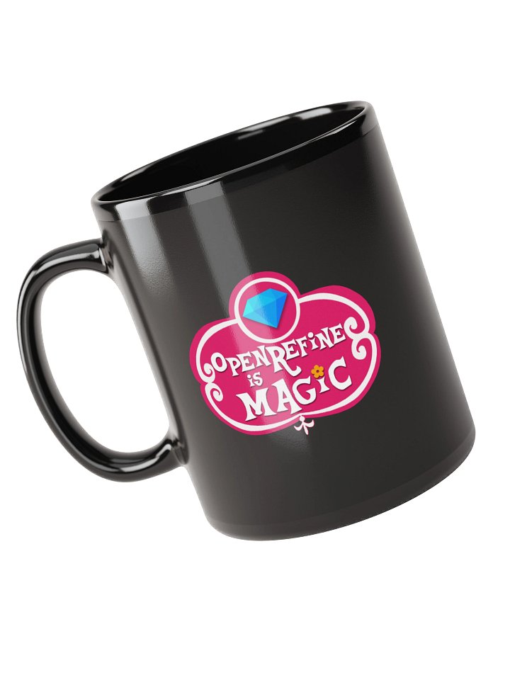 OpenRefine Mug - Black with OpenRefine is Magic logo product image (1)