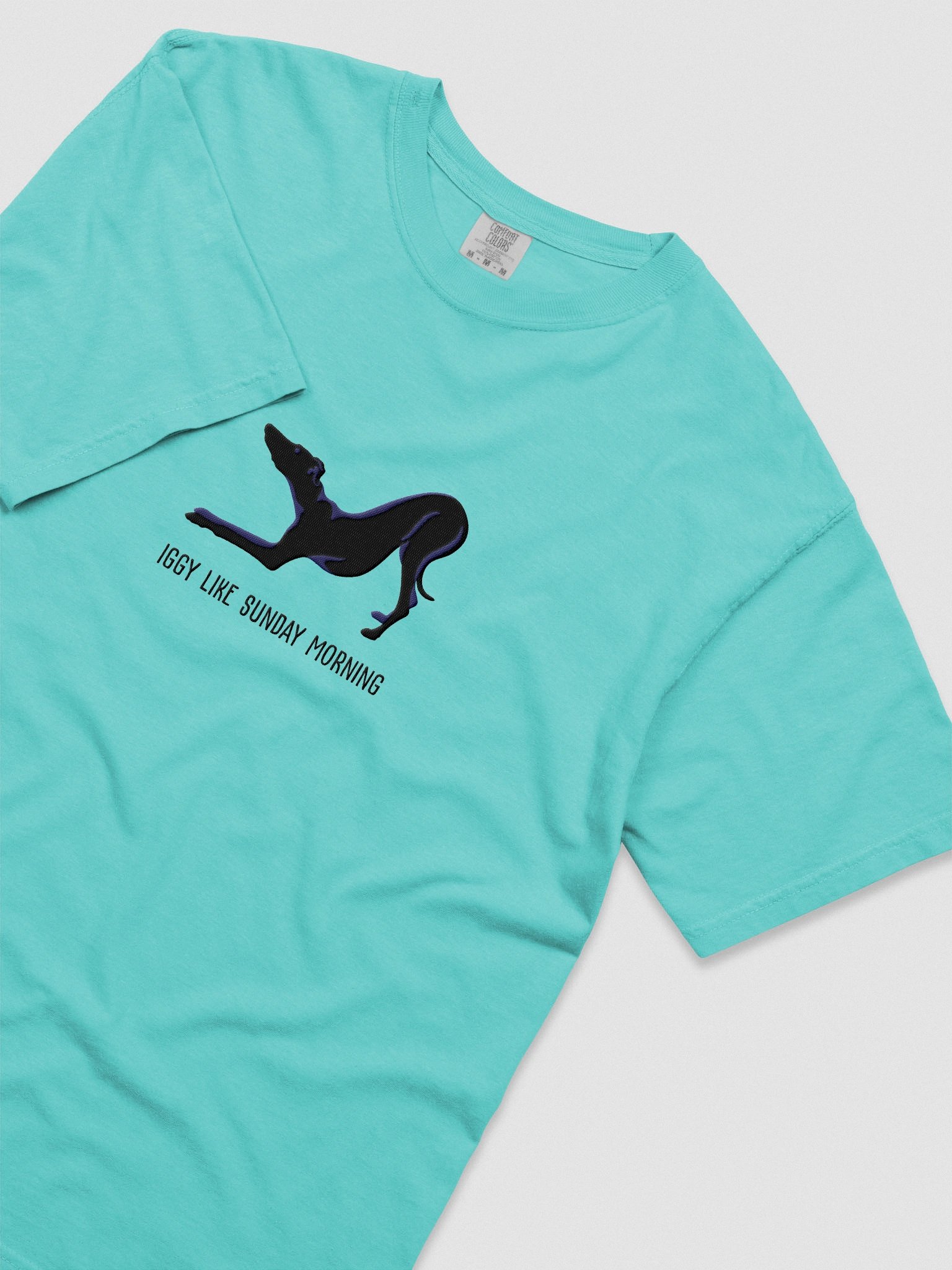 Iggy Like Sunday Morning T-Shirt(Embroidered) of an Italian Greyhound(Black) product image (8)