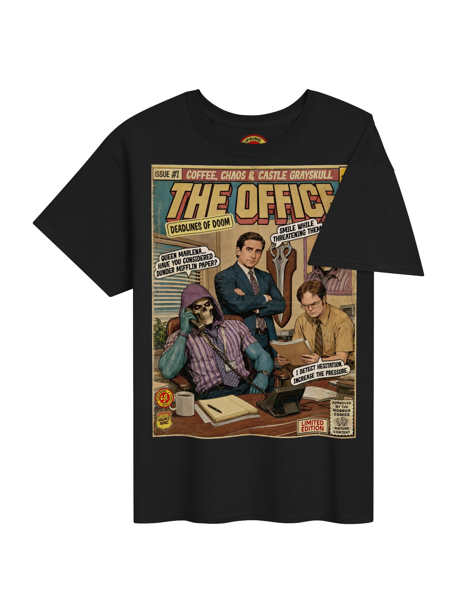 Skeletor Vs. The Office Comic Art Gaming T-Shirt product image (4)