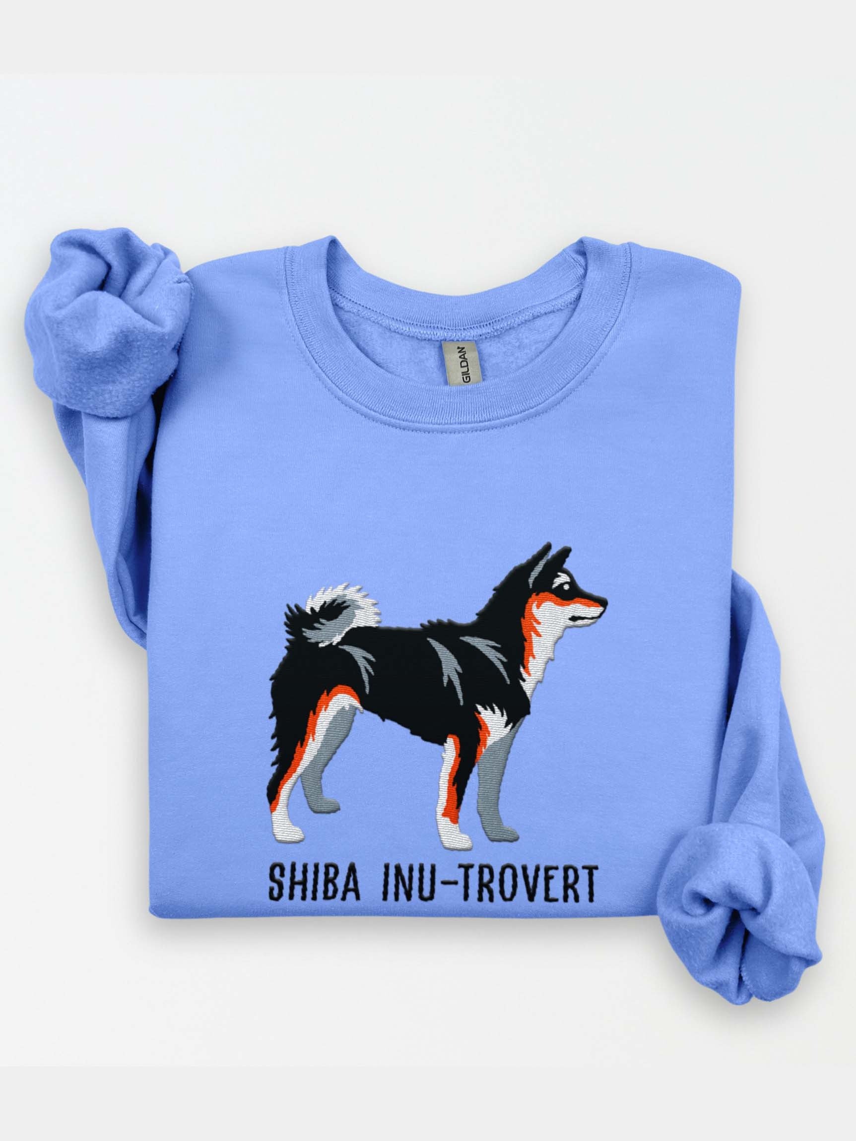 Shiba Inu-Trovert Sweatshirt (Embroidered) of a Japanese Shiba Inu(Tricolor) product image (1)