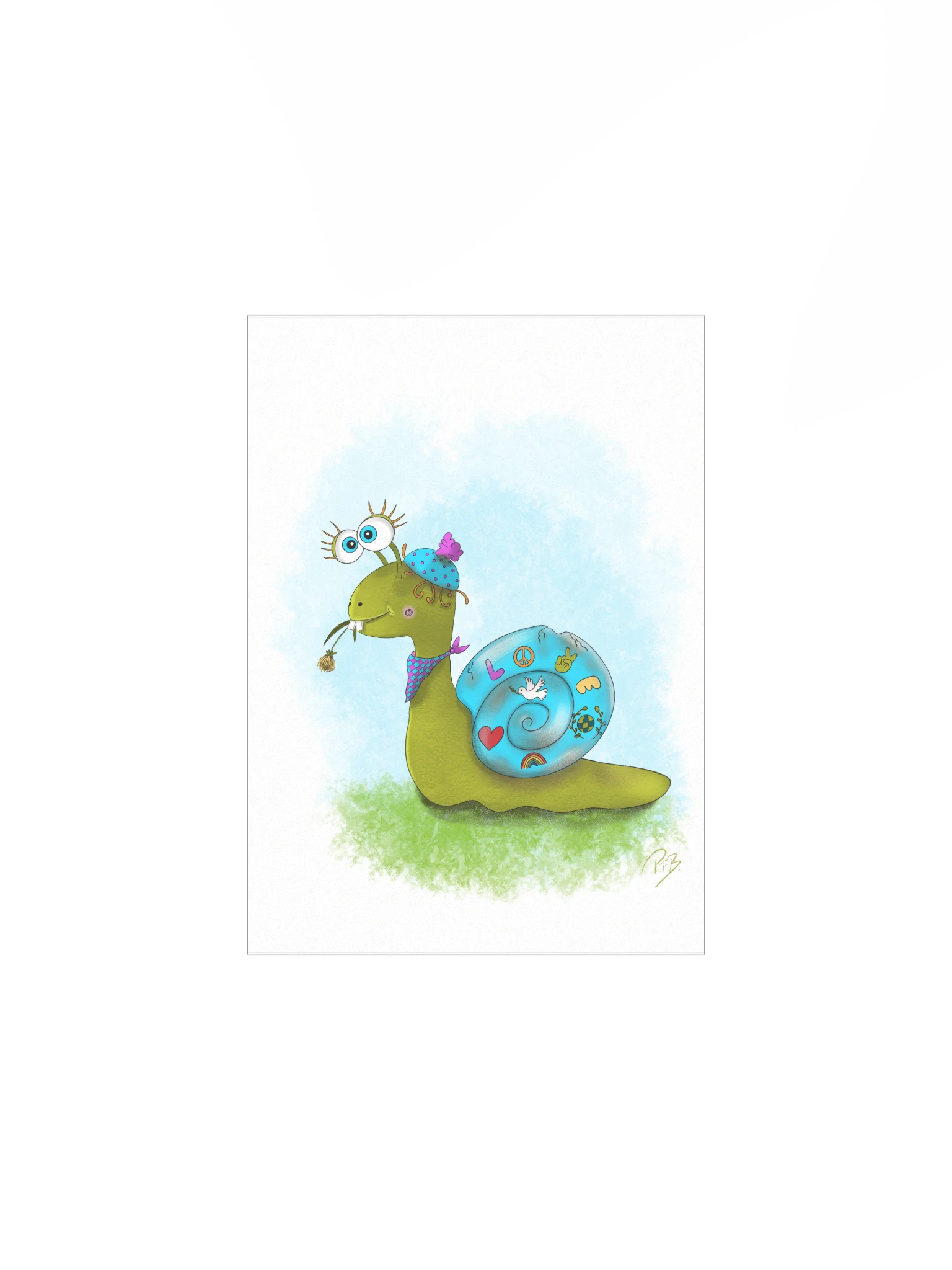 Whimsical Snail Adventure Poster - Snailbert the Peace Snail product image (1)