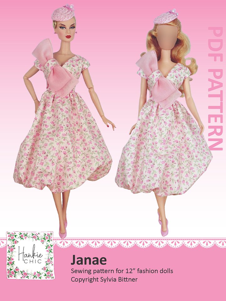 Janae sewing pattern for 12" fashion dolls product image (1)