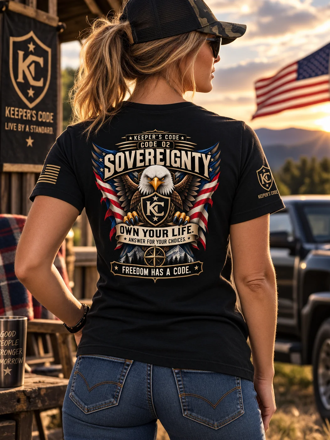 Keeper’s Code™ Women’s CODE 02 Sovereignty American Eagle T-Shirt product image (2)