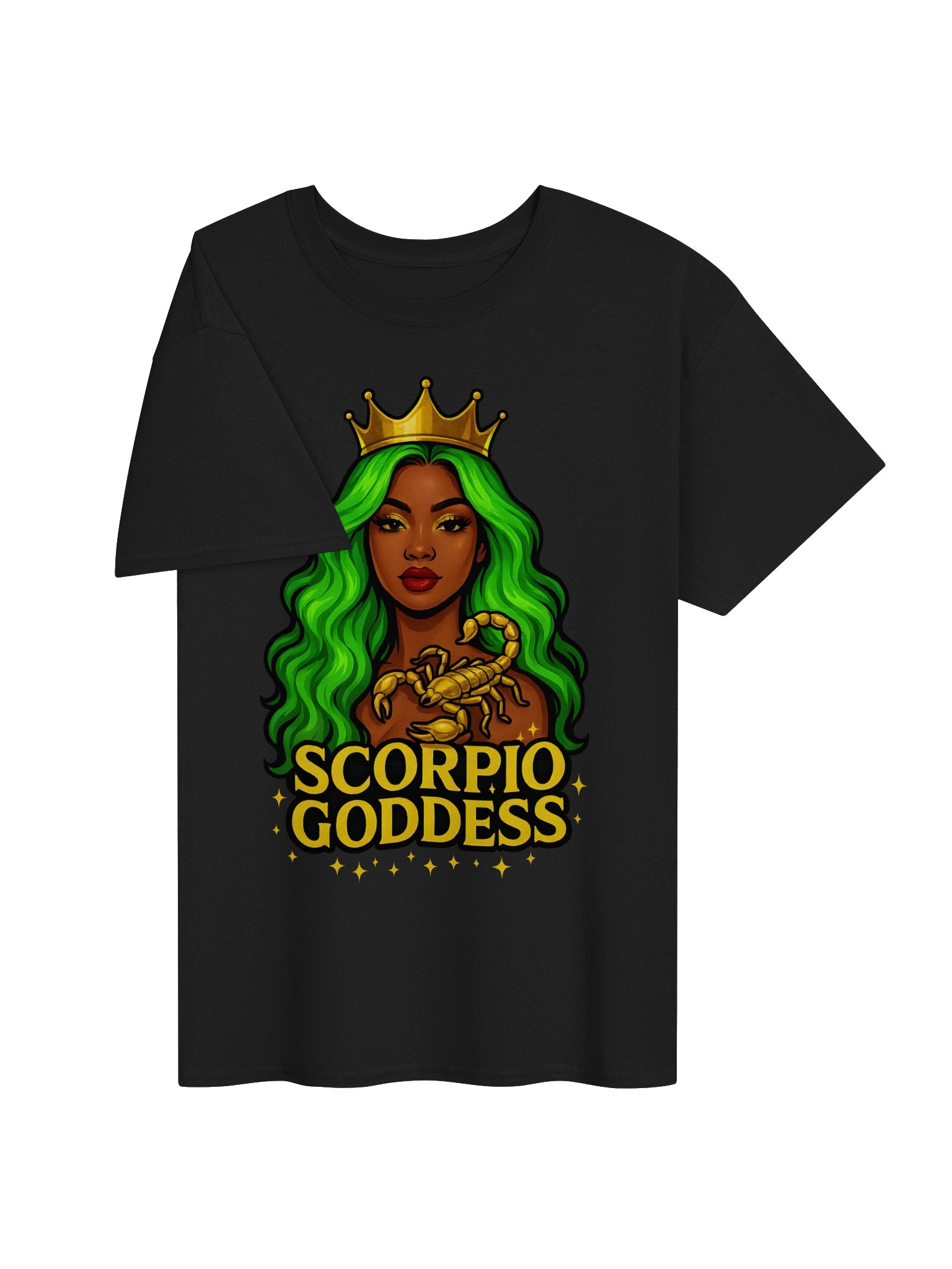 Neon Green Scorpio Goddess Gold Crown Tee product image (19)