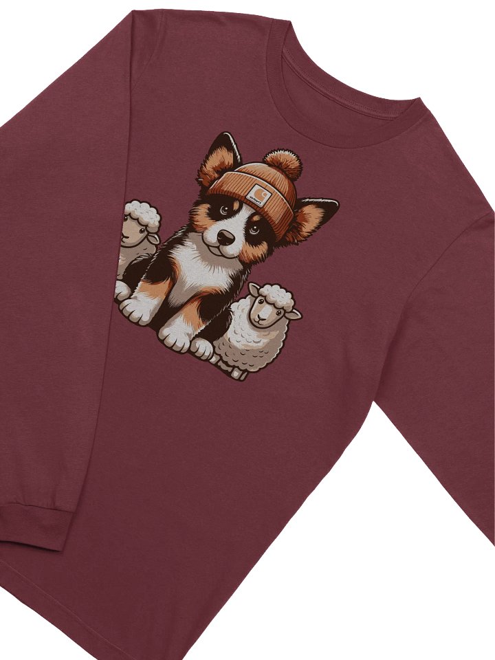 Cute Tricolor Border Collie with Sheep Long Sleeve T-Shirt product image (2)
