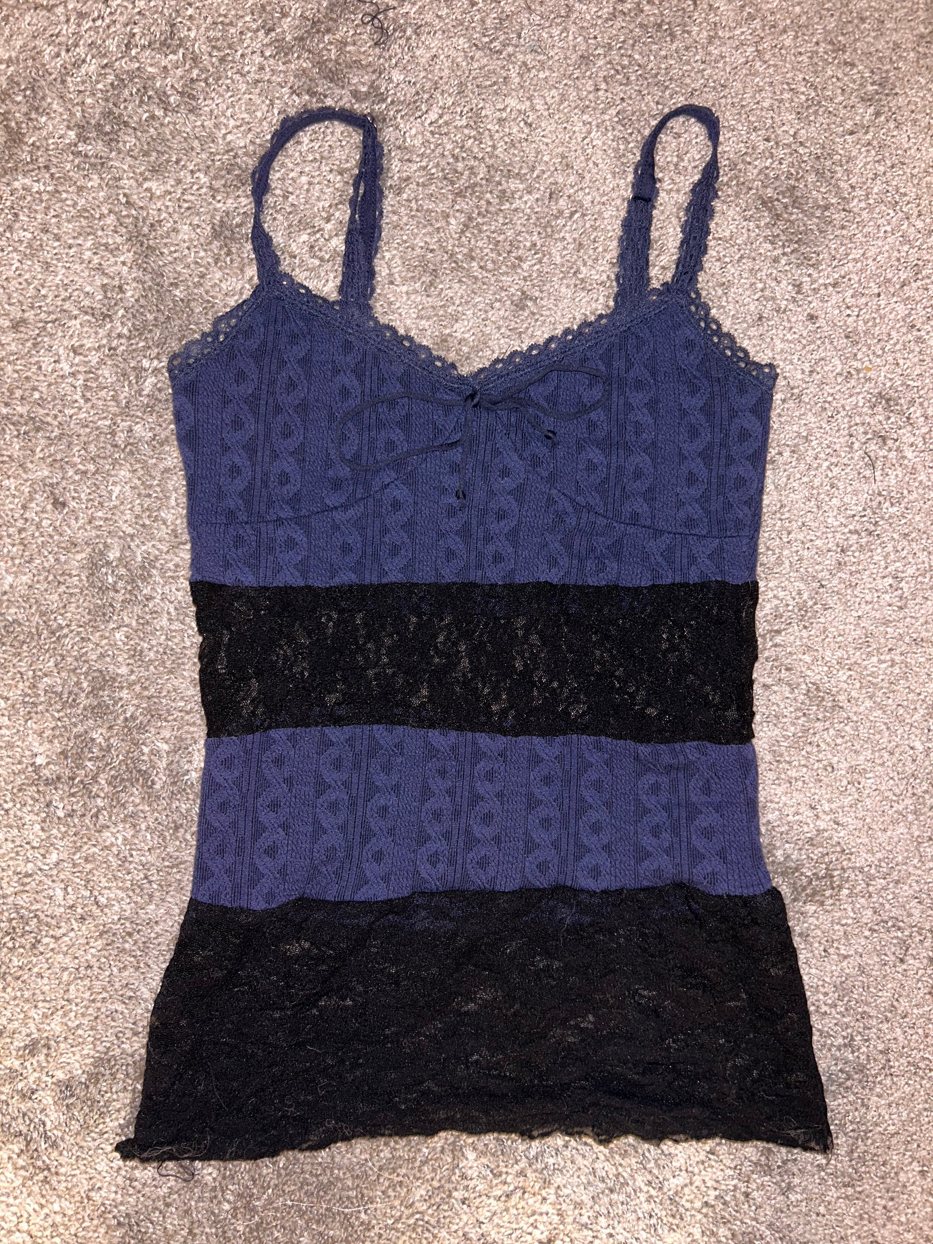 Blue and black lace tank top product image (1)
