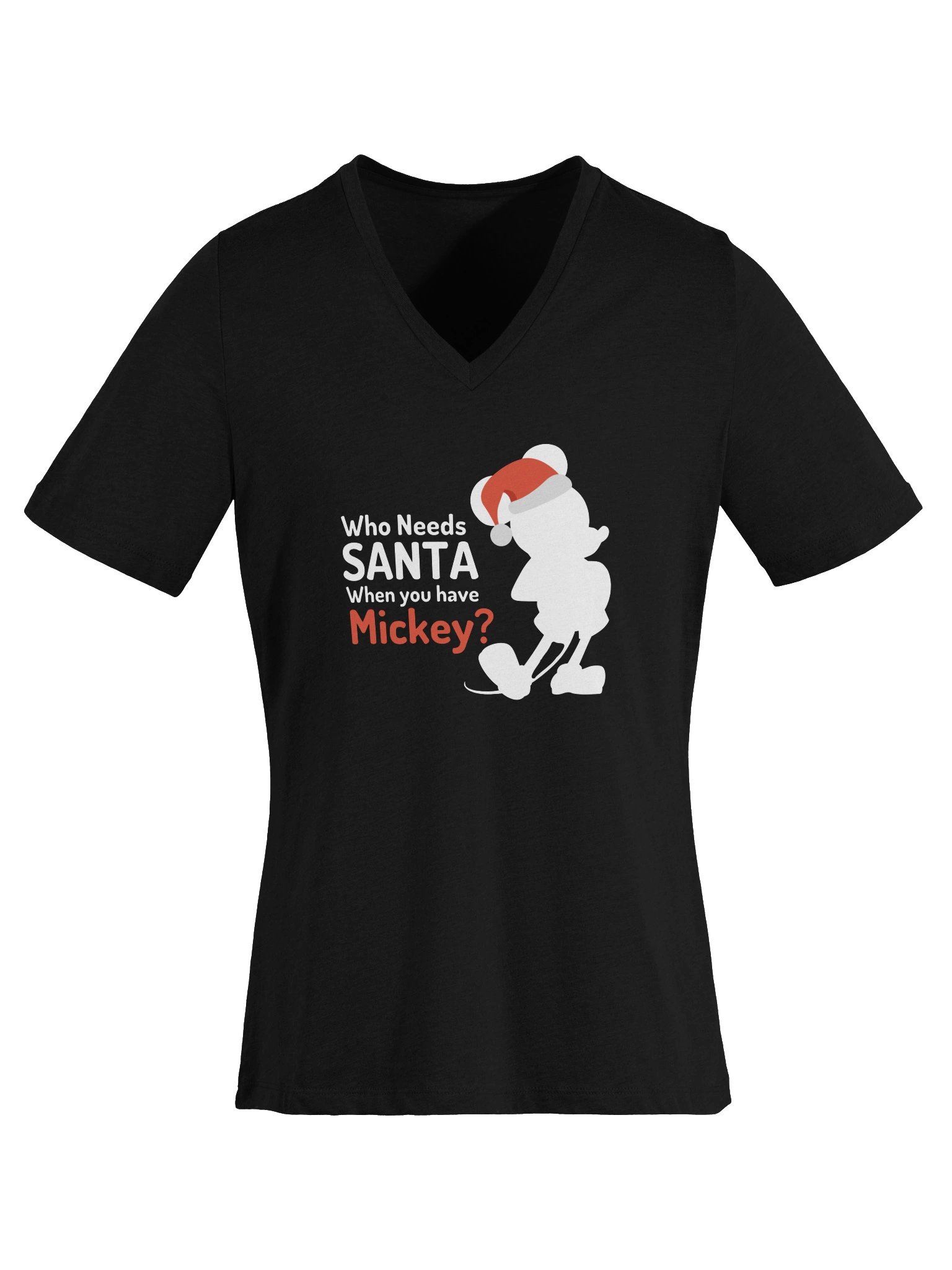 Disney Who Needs Santa Mickey Womens V Neck Tee (dark colors) product image (26)