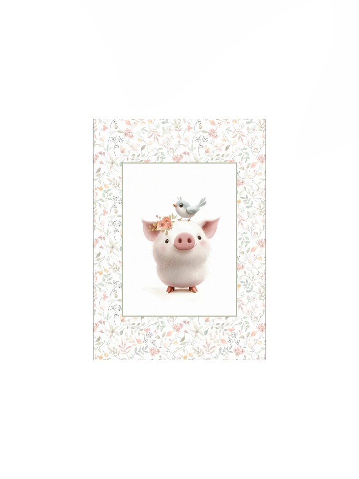 Cute Pig and Watercolor Floral Print product image (2)