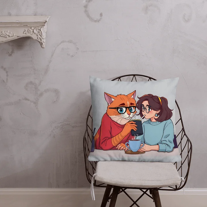 Premium Pillow-Purrfectly Brewed for Two product image (1)