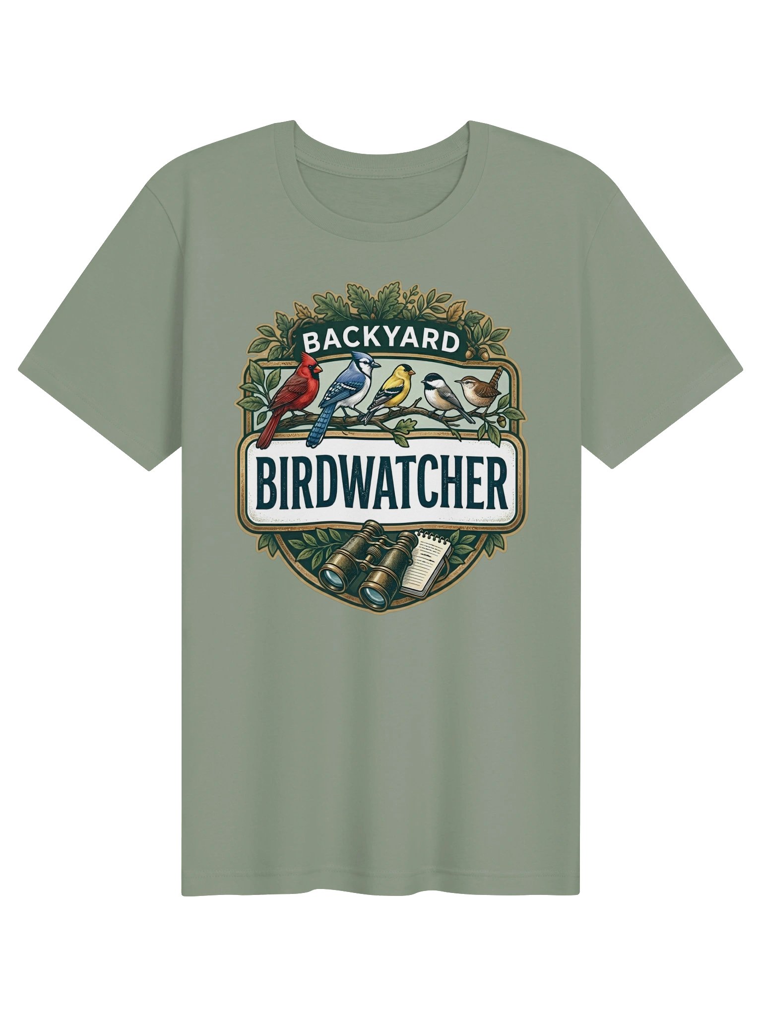Backyard Birdwatcher T-Shirt – Colorful Songbird & Binoculars Graphic Tee product image (1)