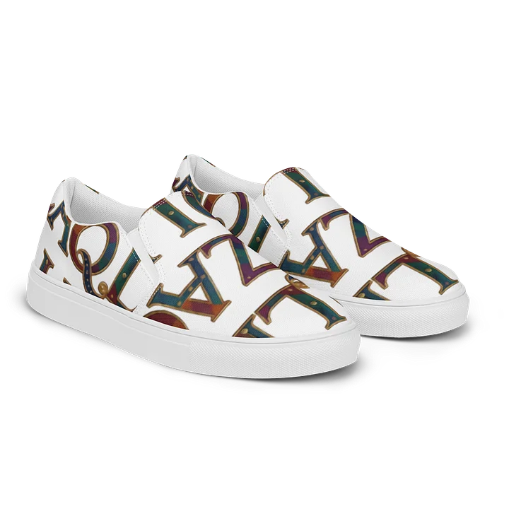 XZAQLI Monogram Women's Canvas Slip-On (White) product image (1)