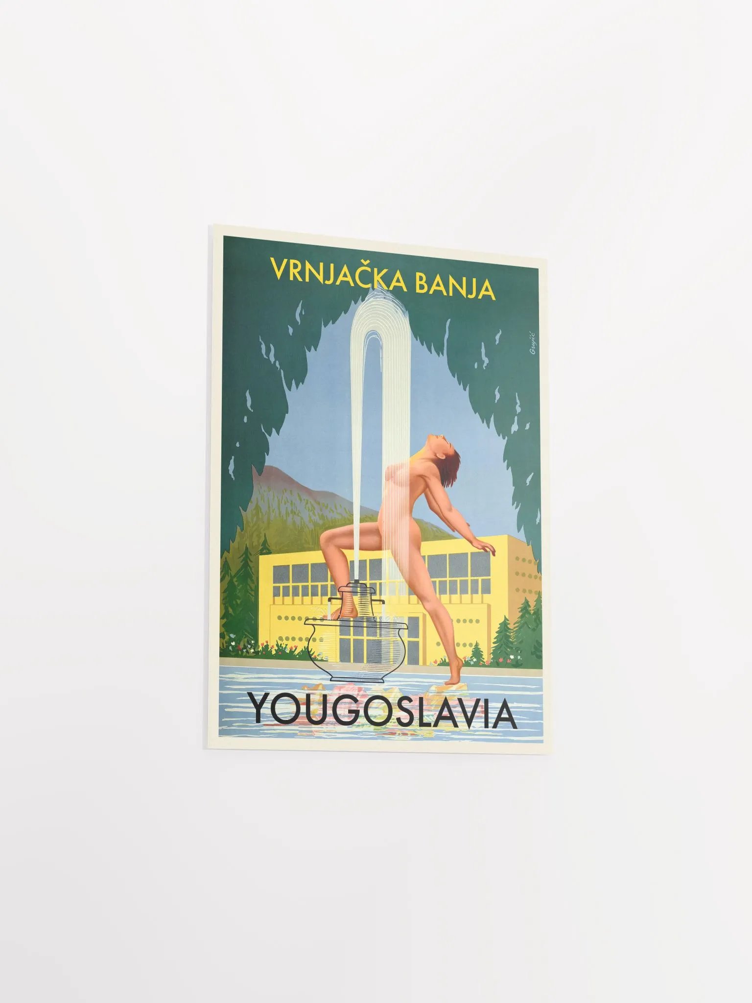 Yugoslavia, Vrnjačka Banja, 1950s — retro vintage travel poster, retro travel art, retro travel wall art, art deco poster, art deco product image (8)