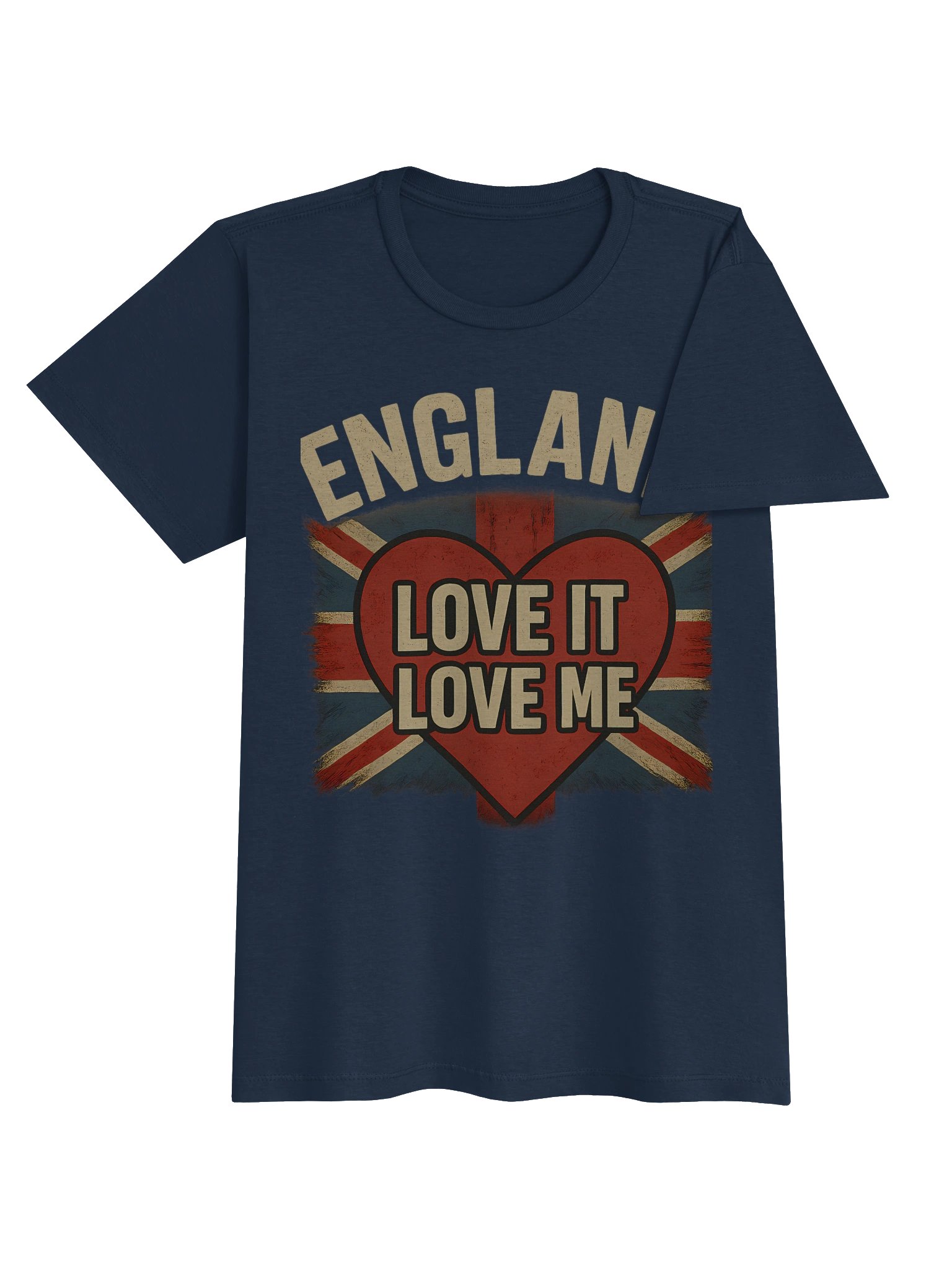 England "Love It, Love Me" Women’s T-Shirt | Vintage Union Jack & Heart Graphic Tee – Retro Supporters Style product image (5)