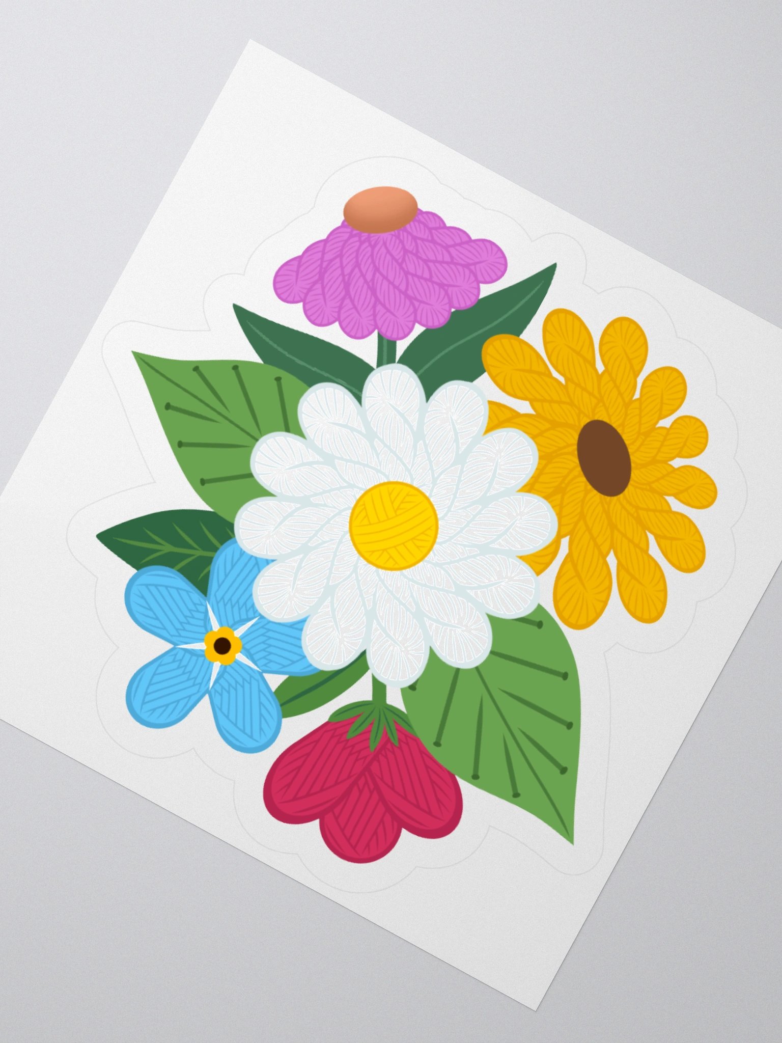 White Yarn Flower Cluster Sticker - Knitting product image (2)