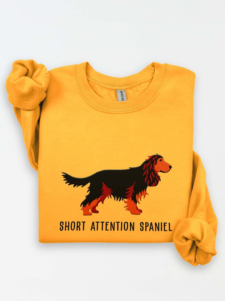 Short Attention Spaniel Sweatshirt (Embroidered) of an English Cocker Spaniel(Black & Tan, Full Tail) product image (1)