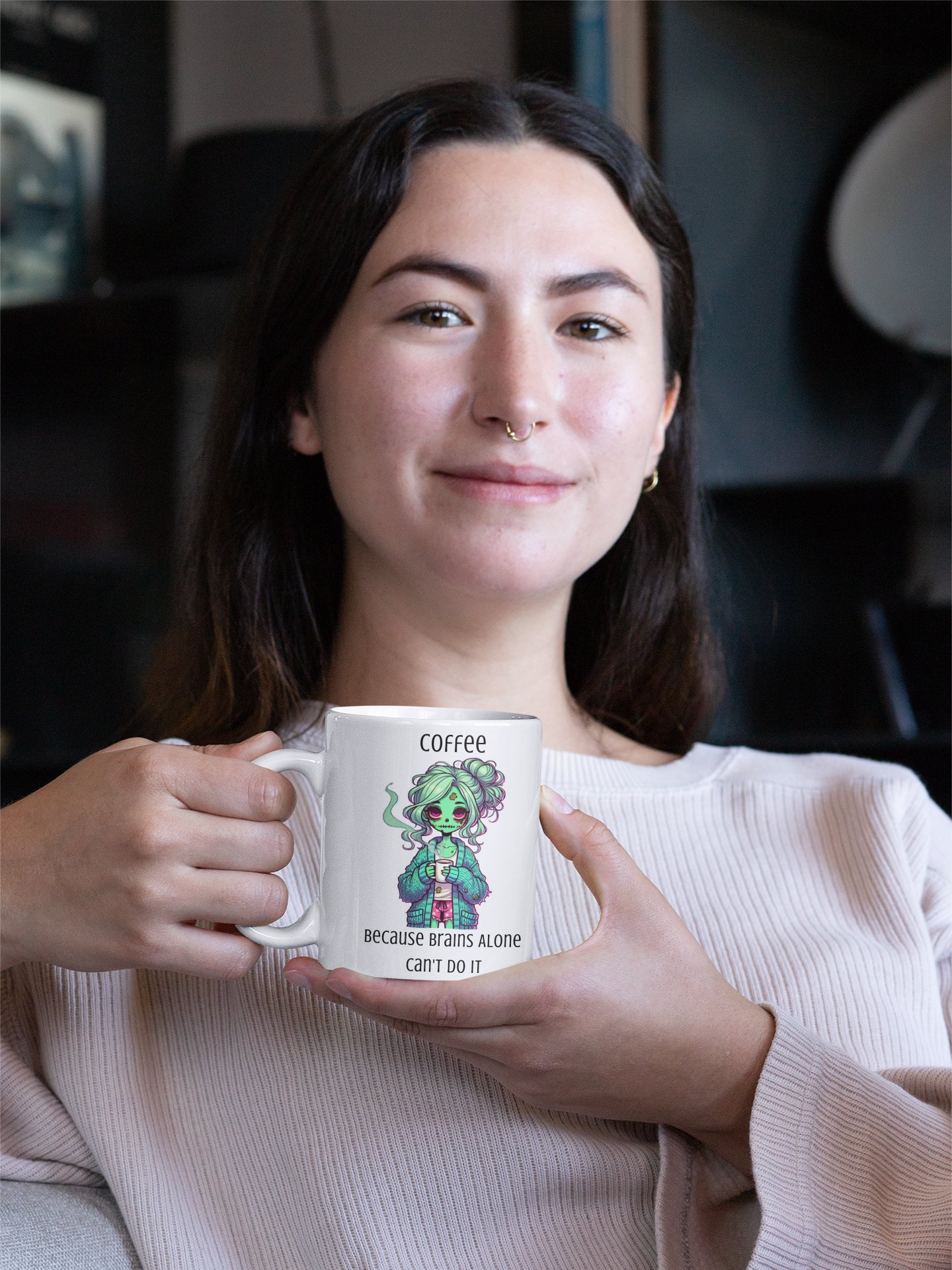 "Coffee, Because Brains Alone Can't Do It" Zombie Mom Coffee Mug product image (2)